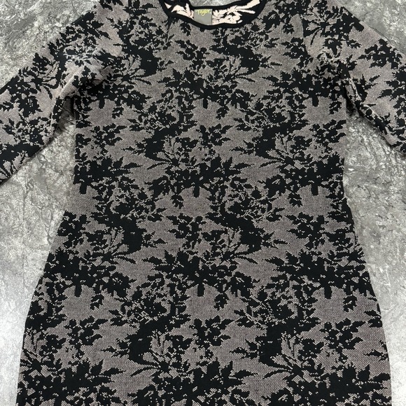 Taylor Womens Floral Sweater Knit‎ Dress Knee Length Business Casual Black Sz L - Picture 4 of 9